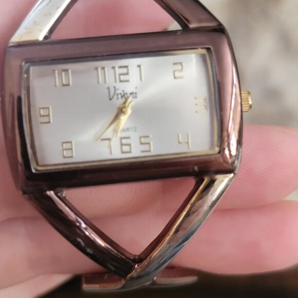 Vintage Watches Vivani Geometric Bronze Silver Quartz Modern Art Deco Style - Picture 8 of 10